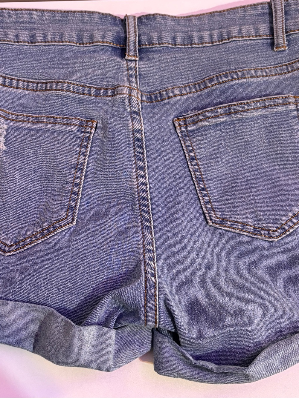 SHEIN Light Blue Rolled Cuff Denim Shorts - Picture 2 of 10